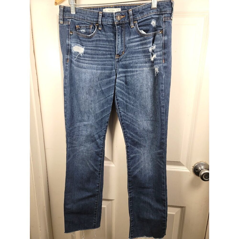 Abercrombie & Fitch Distressed‎ Blue Denim Jeans Women Size 28 x 33 / 6R